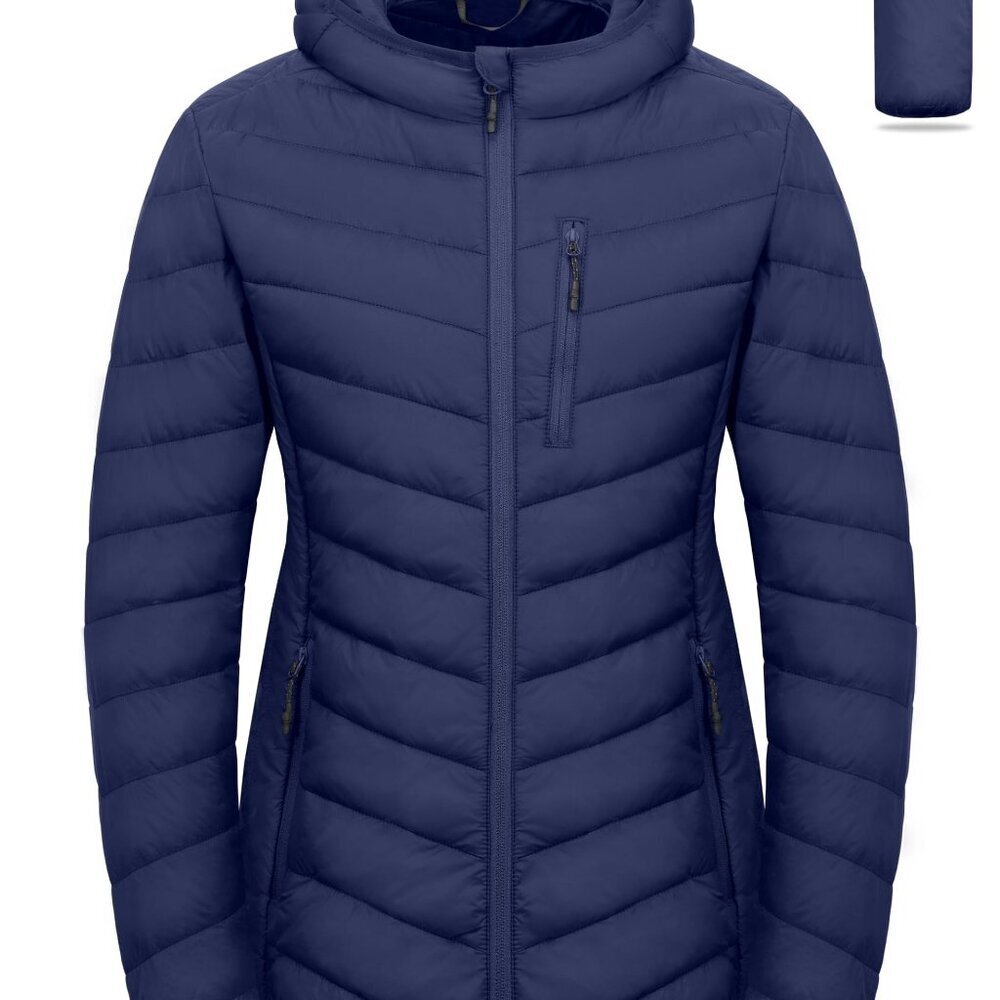 Lightweight Packable Puffer Jacket Hooded Quilted Windproof Winter Coat